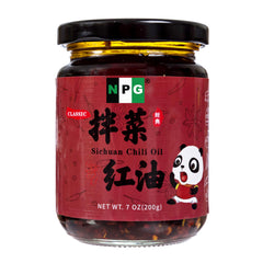 NPG frasco frontal con aceite picante Sichuan, presenta etiqueta clara
