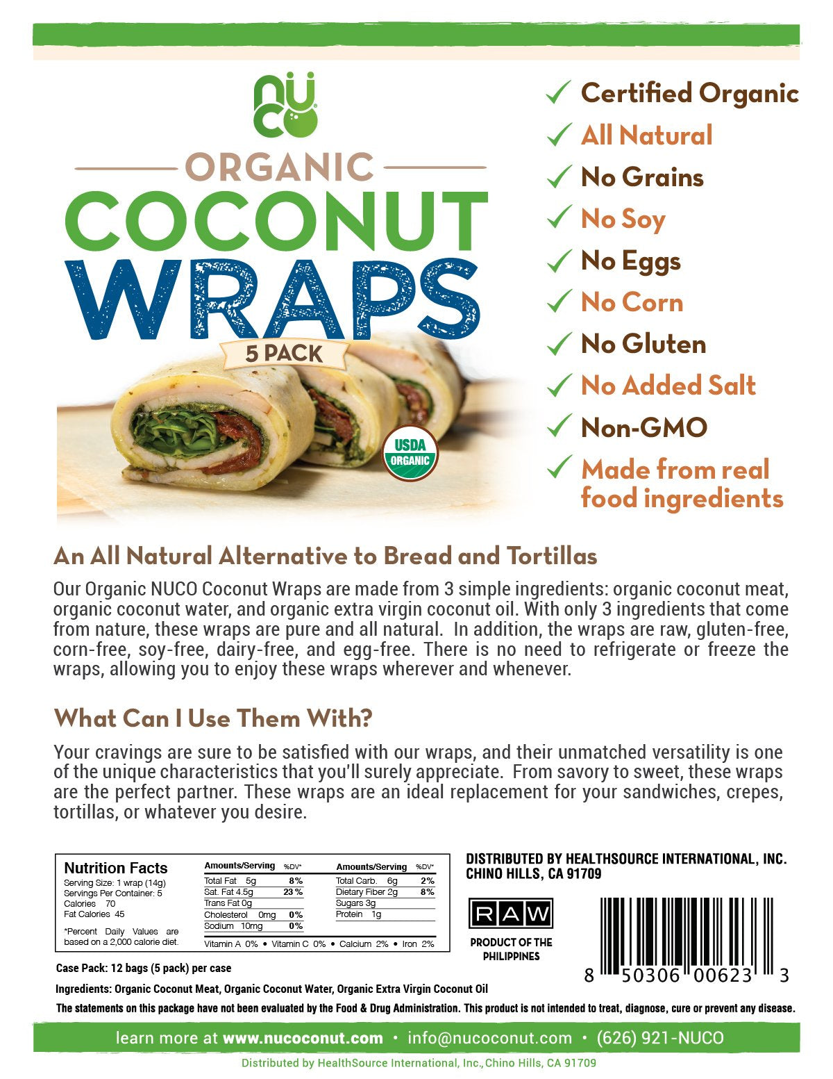 NUCO cocina con wraps listos para catering y preparación por lotes