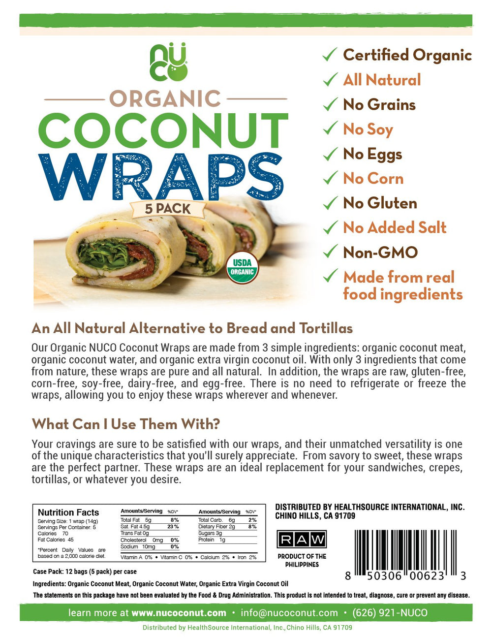 NUCO cocina con wraps listos para catering y preparación por lotes