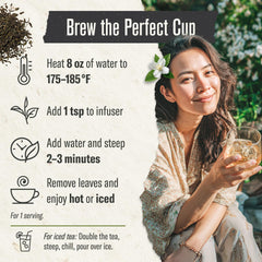 Numi taza servida lista para beber, sabor suave y apariencia clara