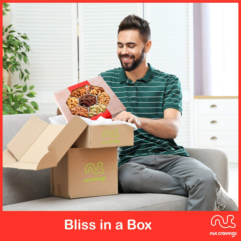 Nut Cravings embalaje con mensaje personalizado listo para envío directo