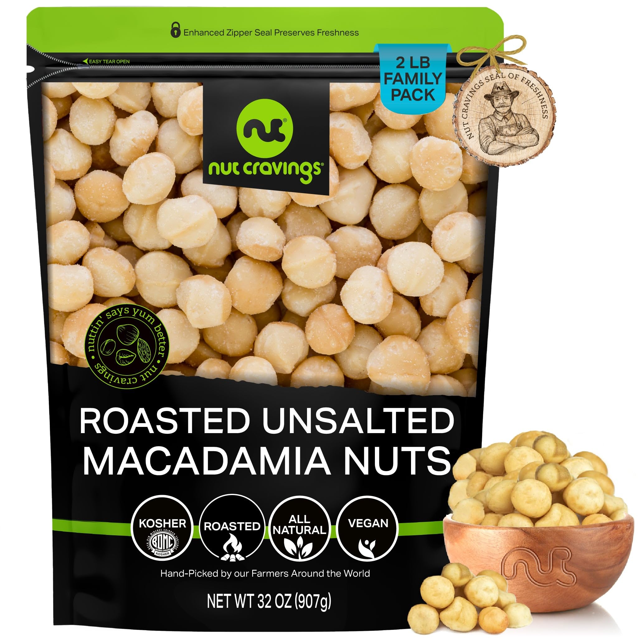 Nut Cravings empaque frontal mostrando bolsa resellable y marca