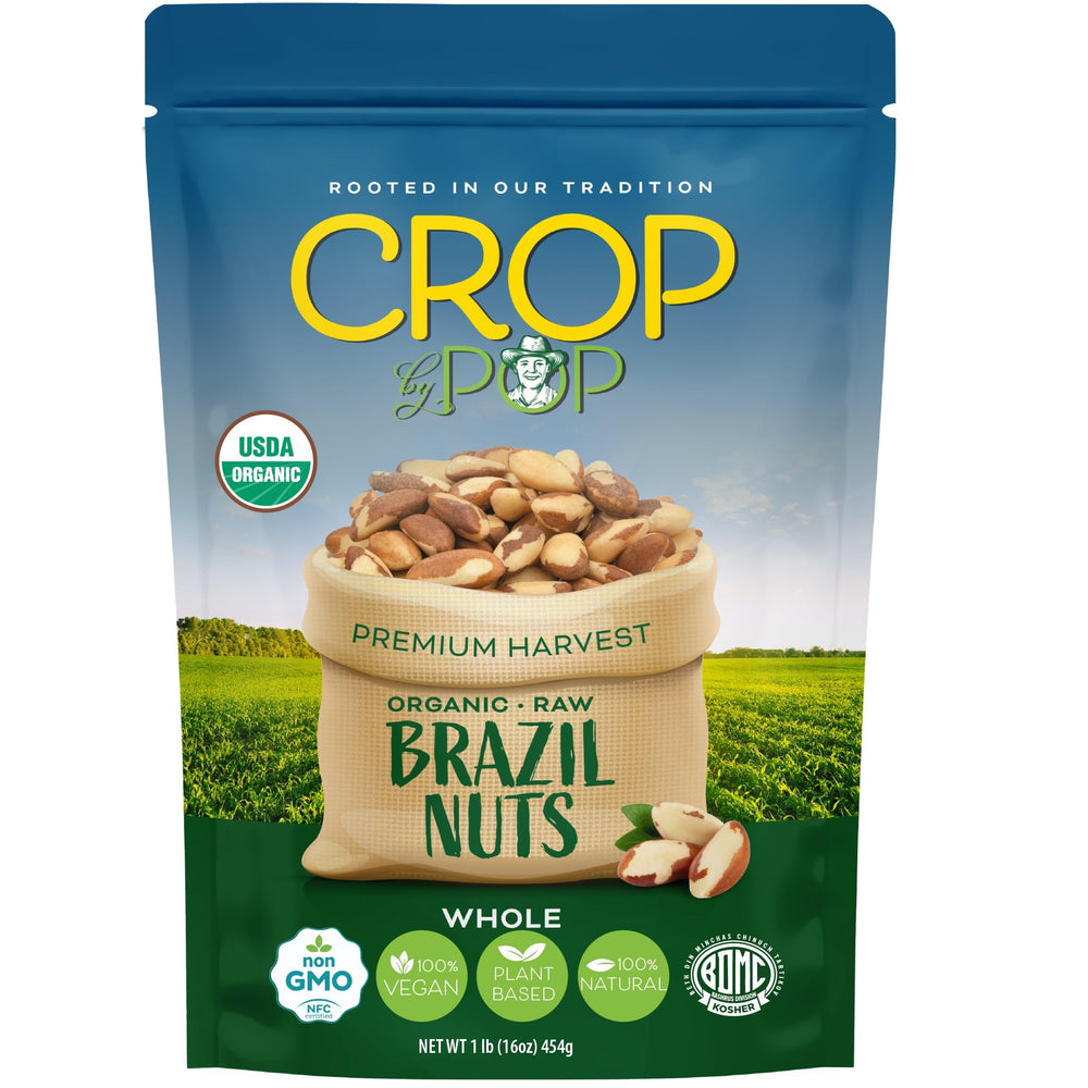 Nut Cravings empaque frontal CROP by POP muestra 16 oz y ventaja orgánica