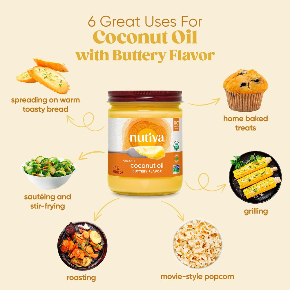 Nutiva usado en sartén salteando verduras, sabor mantecoso sin lácteos