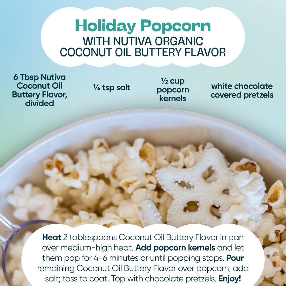 Nutiva sobre palomitas recién hechas que realzan sabor y aroma