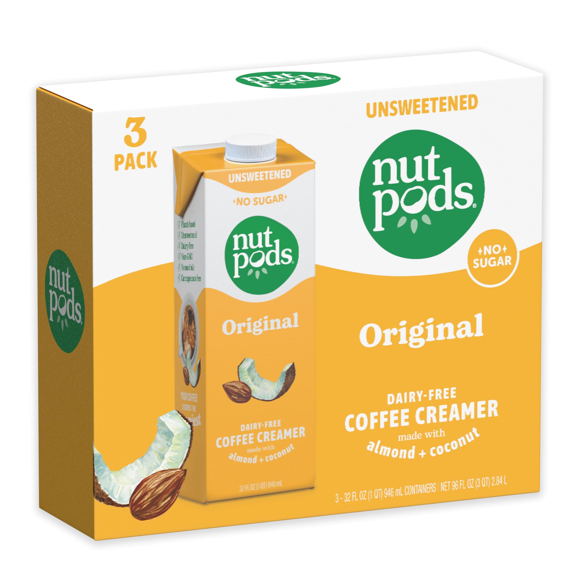nutpods vertiéndose en café latte para cremosidad inmediata