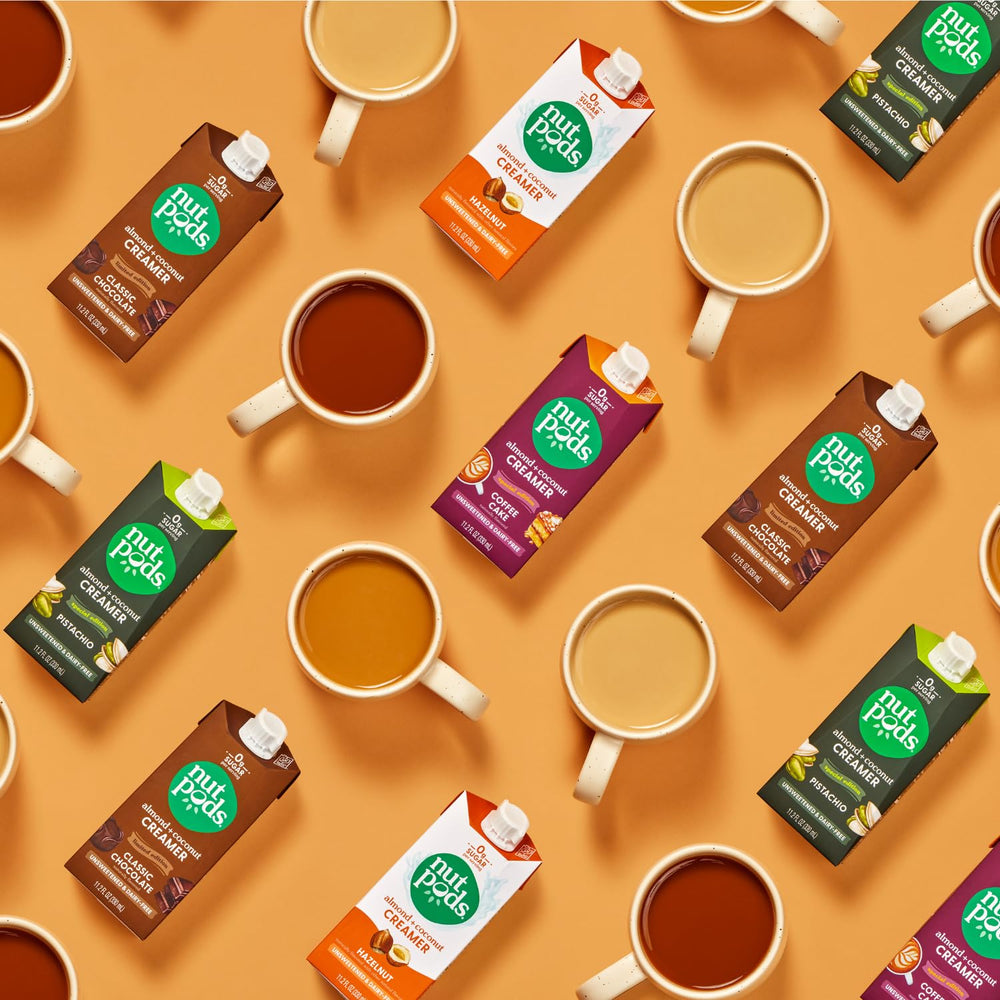 nutpods etiqueta con lista de ingredientes y beneficios sin azúcar visible