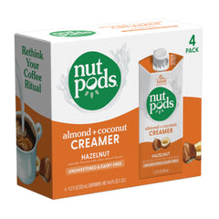 nutpods frente del empaque mostrando pack de 4 y beneficio de almacenamiento
