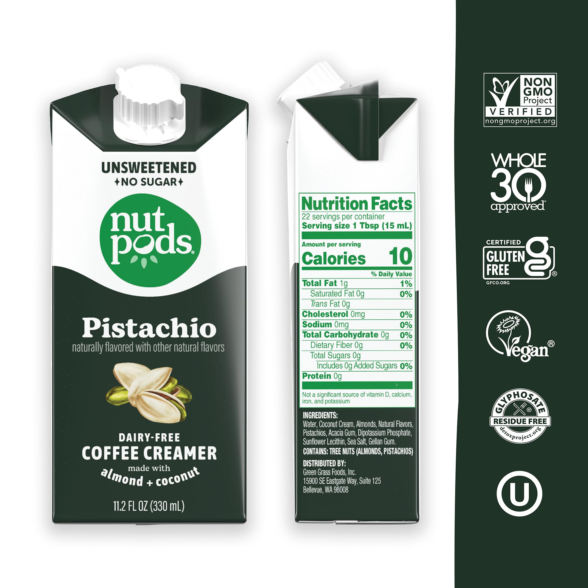 nutpods close-up textura cremosa pistachio ideal para mezclar rápido