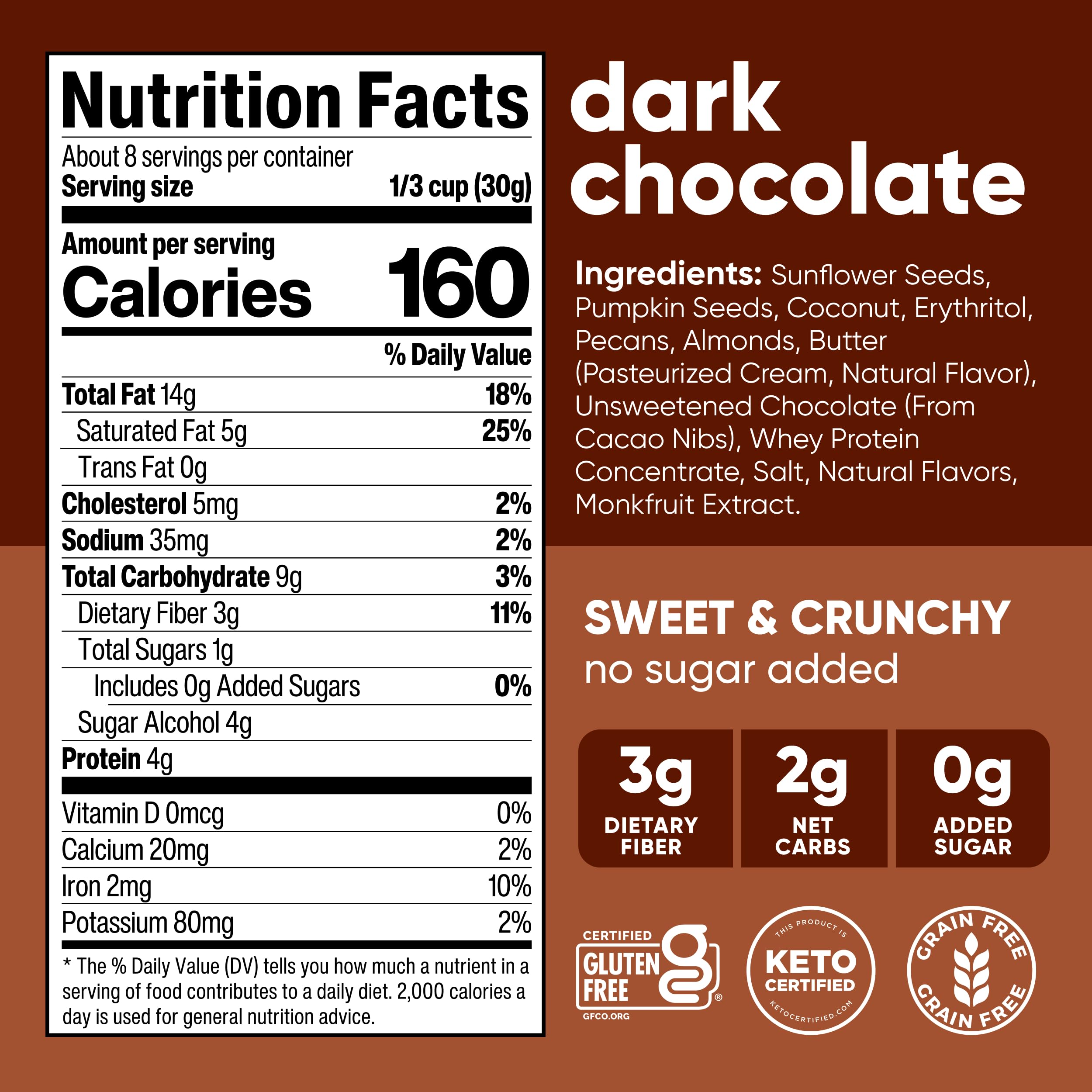 NuTrail textura crujiente con cacao para sabor intenso