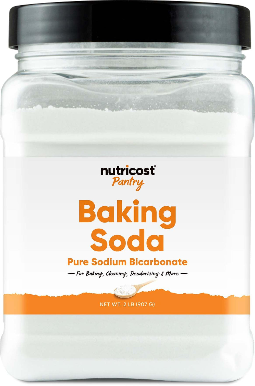 Nutricost envase frontal del bicarbonato de 2 lb mostrando etiqueta clara y tamaño