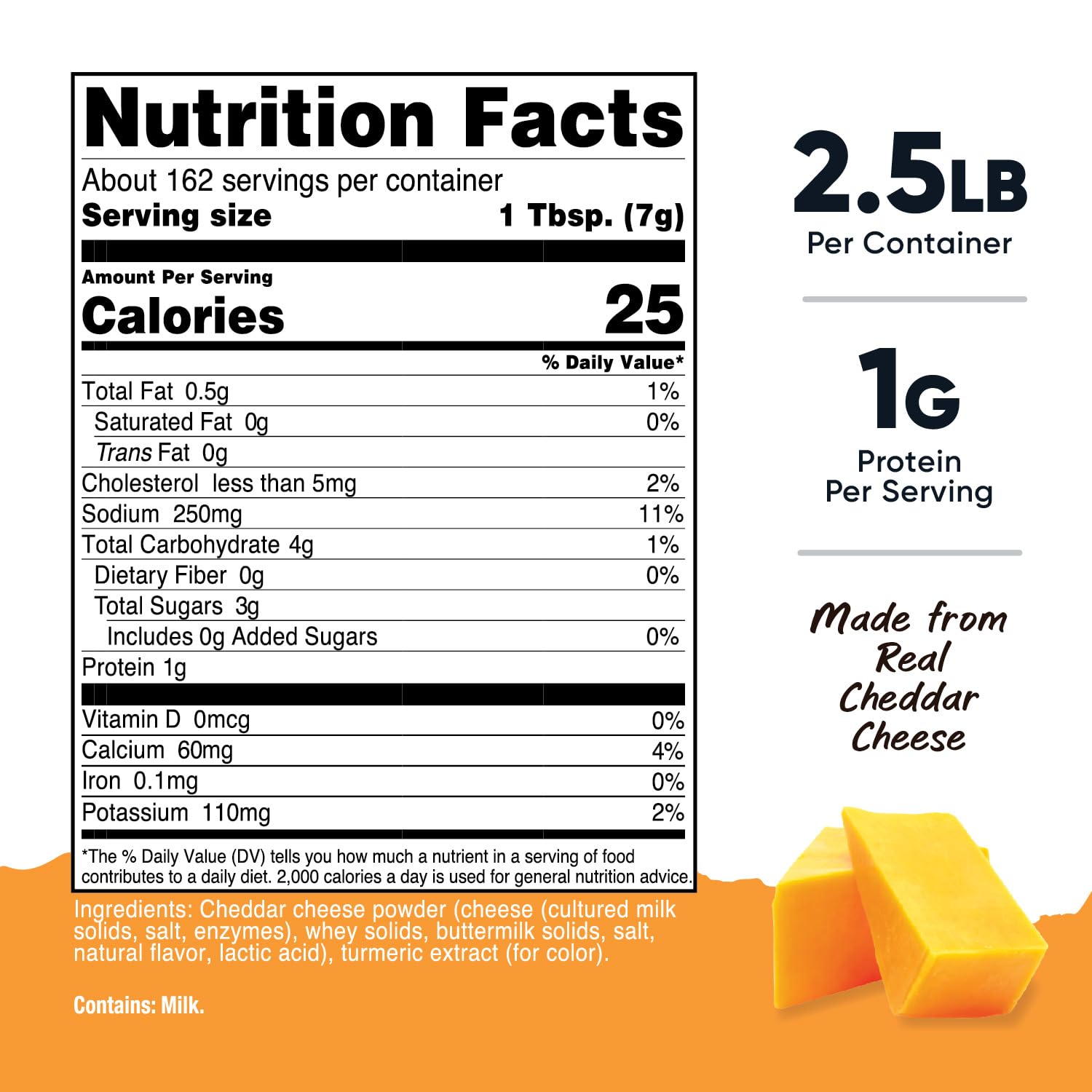 Nutricost primer plano de textura del polvo de cheddar, fácil mezcla