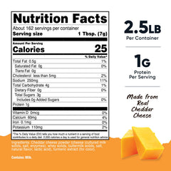 Nutricost primer plano de textura del polvo de cheddar, fácil mezcla