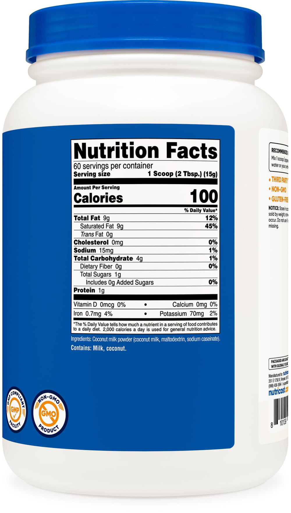 Nutricost en uso como crema en café, aporta sabor y textura cremosa
