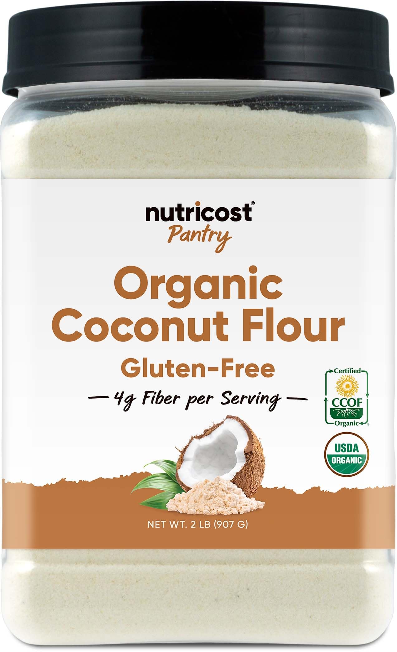Nutricost frente del empaque mostrando 2 lb y certificaciones útiles