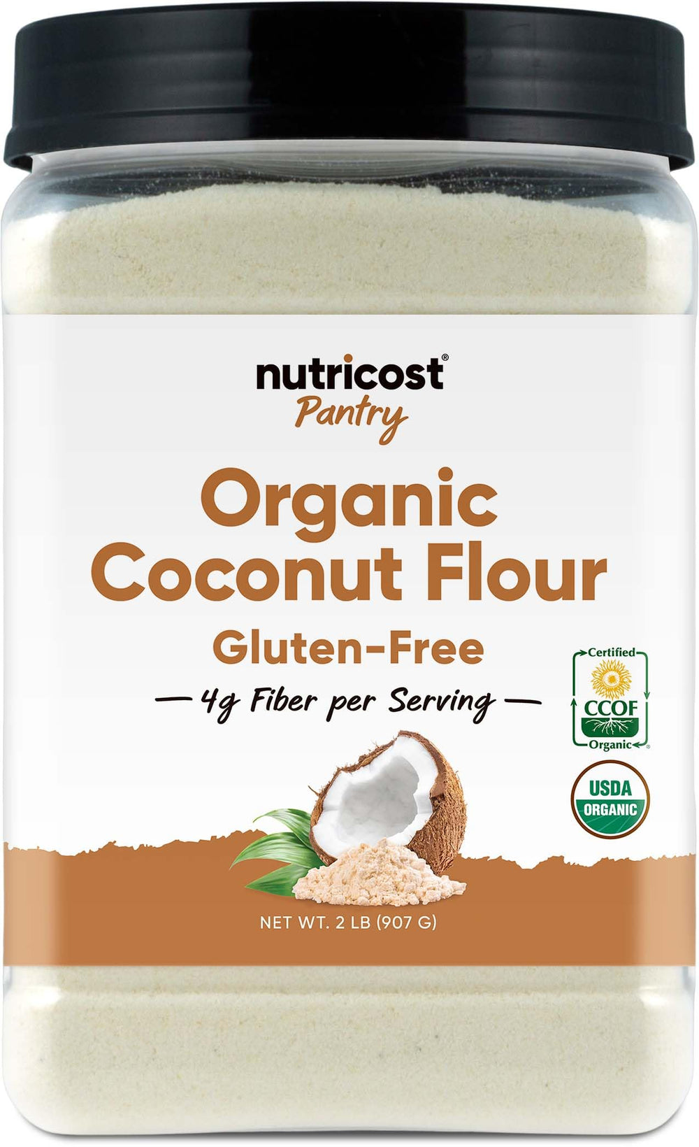 Nutricost frente del empaque mostrando 2 lb y certificaciones útiles