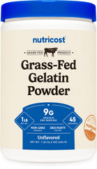 Nutricost envase frontal mostrando gelatina de res, fácil identificación y uso