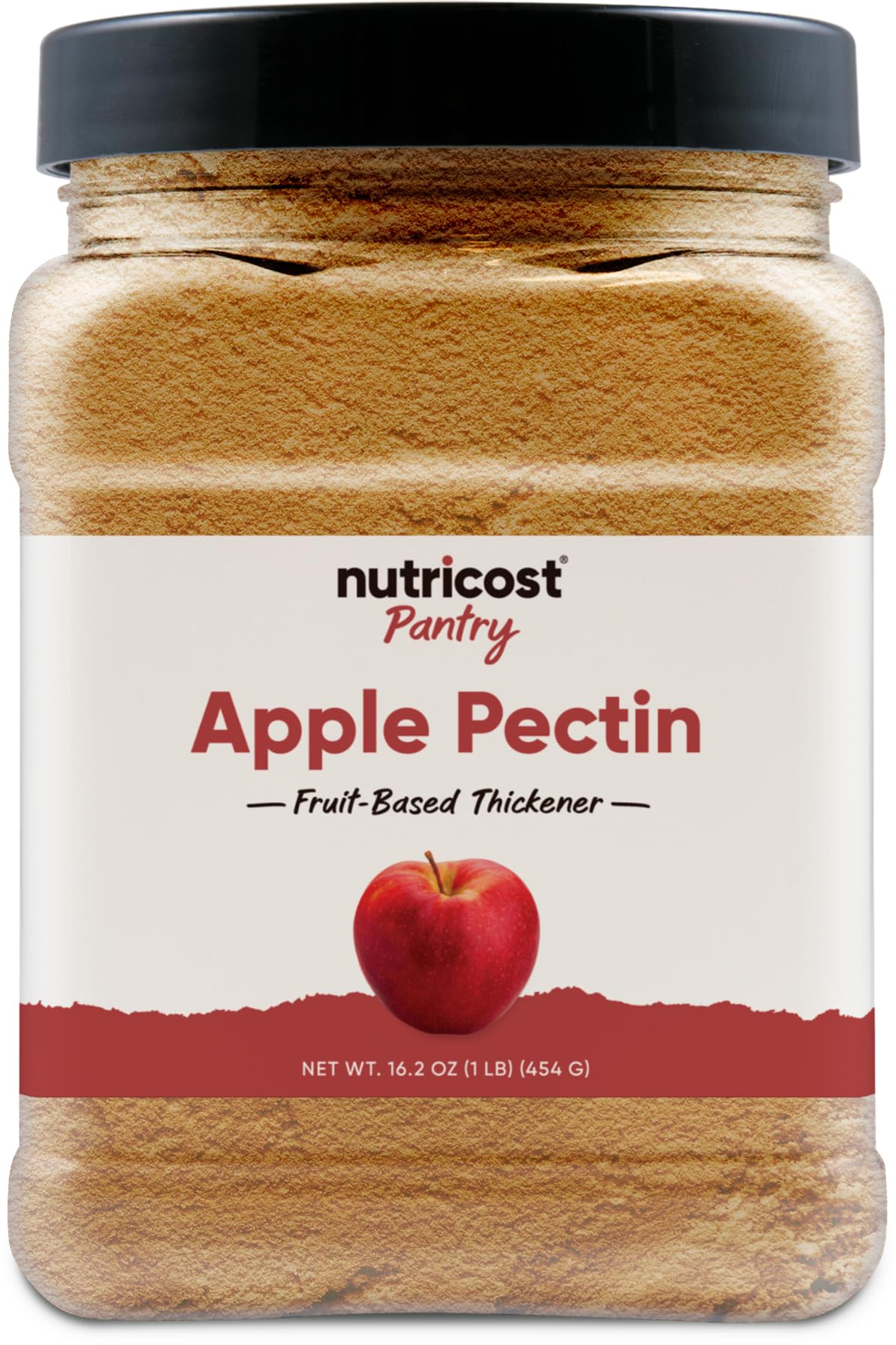 Nutricost pectina envase frontal mostrando el tamaño y beneficio conveniencia