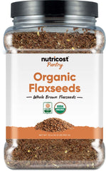 Nutricost paquete frontal mostrando cantidad y sello orgánico