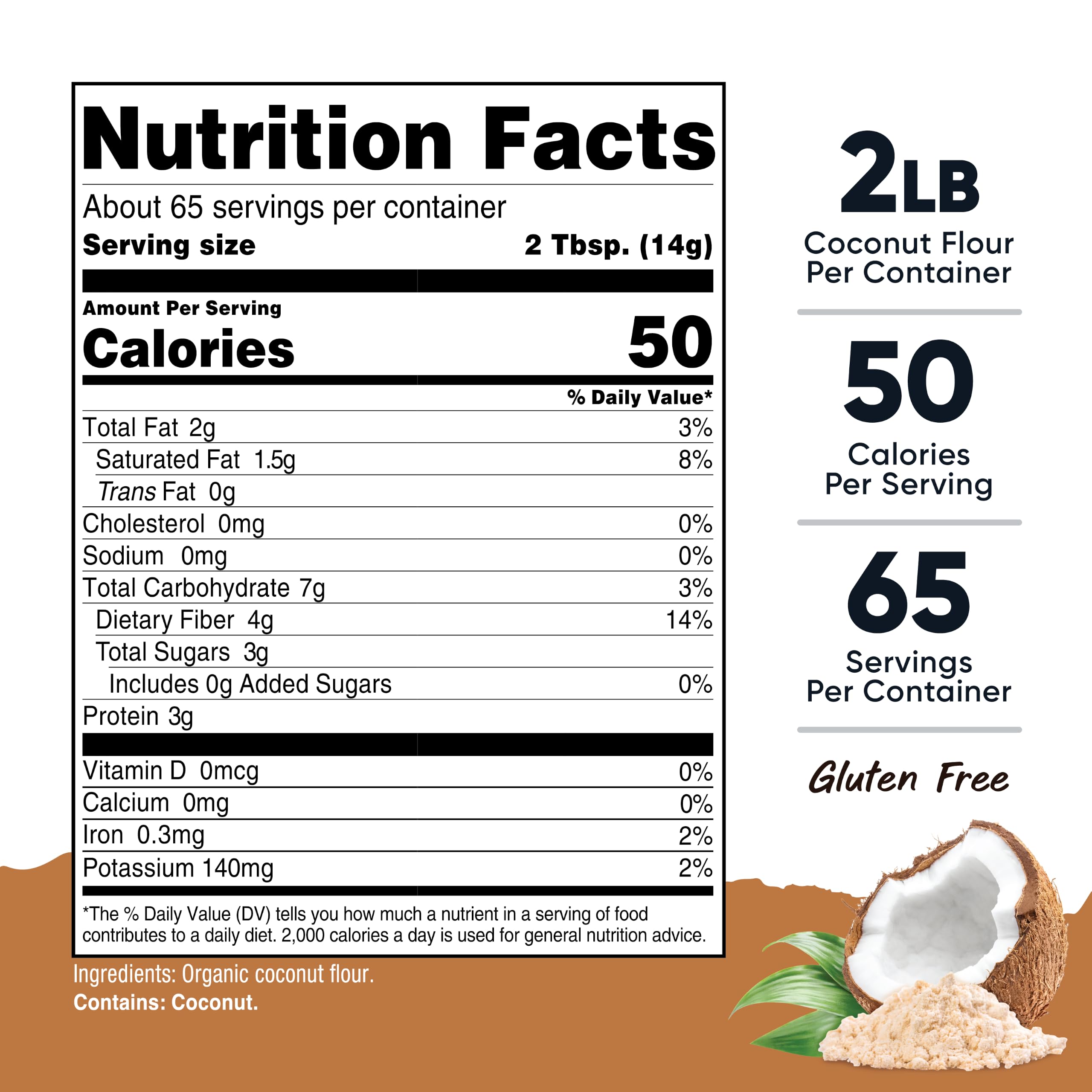 Nutricost textura de harina de coco en primer plano, fácil de mezclar