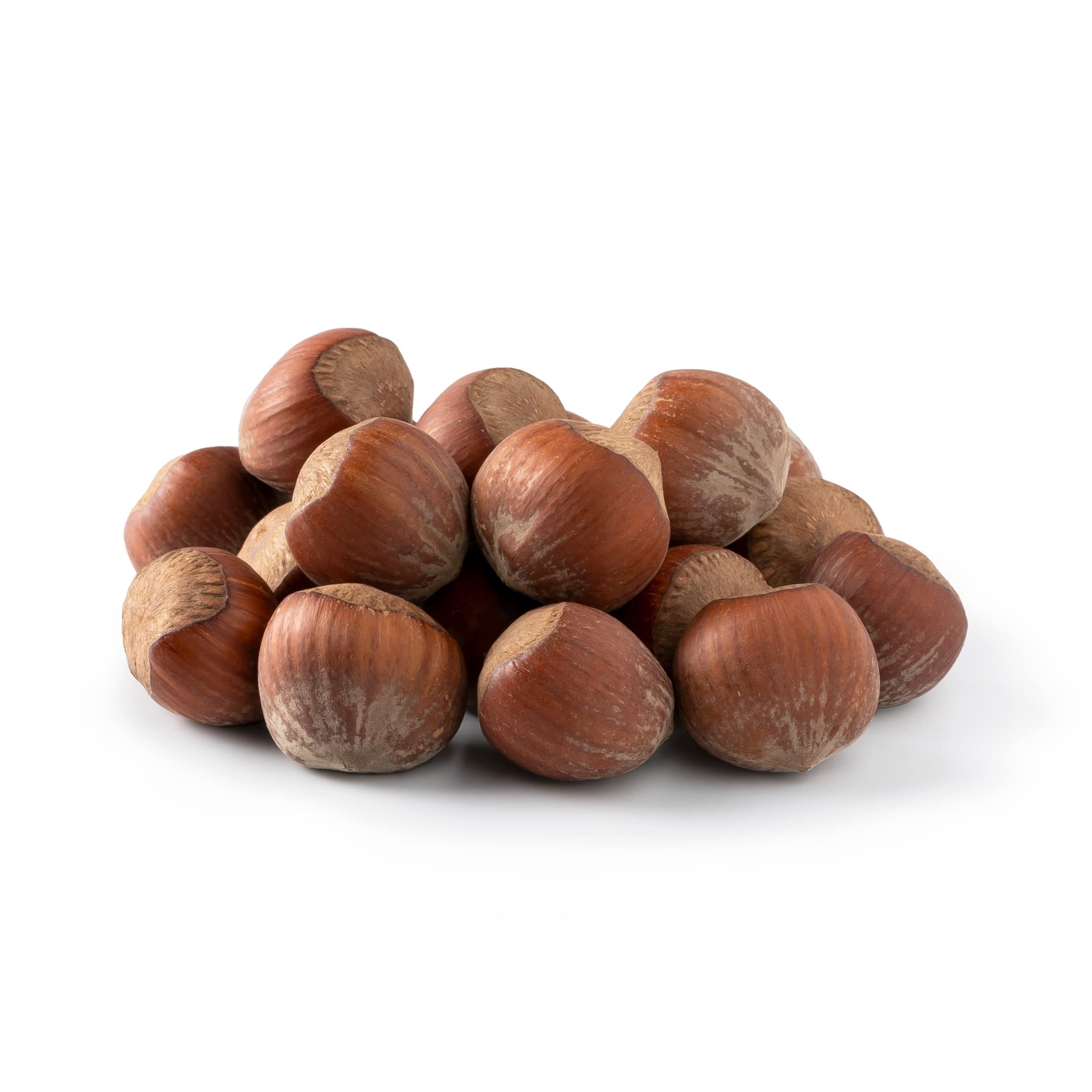 NUTS - U.S. paquete frontal con avellanas en cáscara mostrando cantidad y pureza