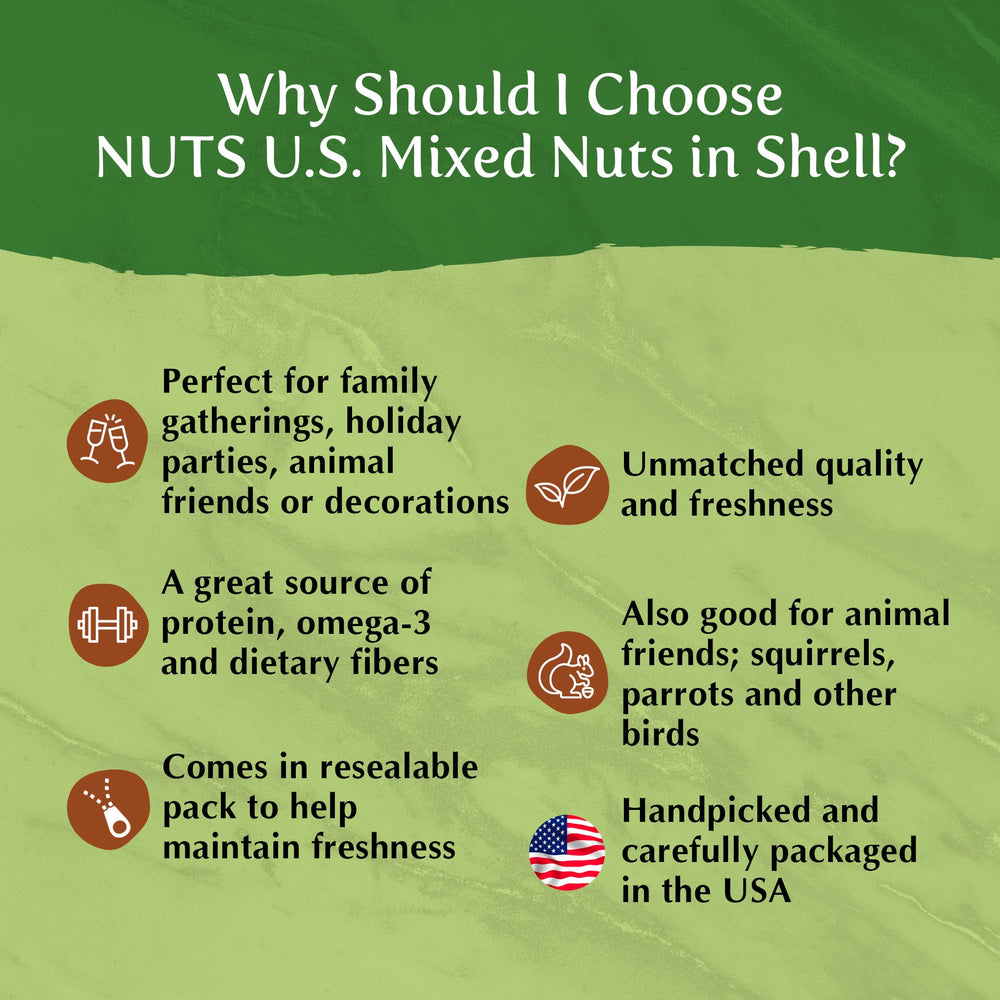 NUTS U.S. mano sosteniendo nueces para escala, cantidad de 6 libras visible
