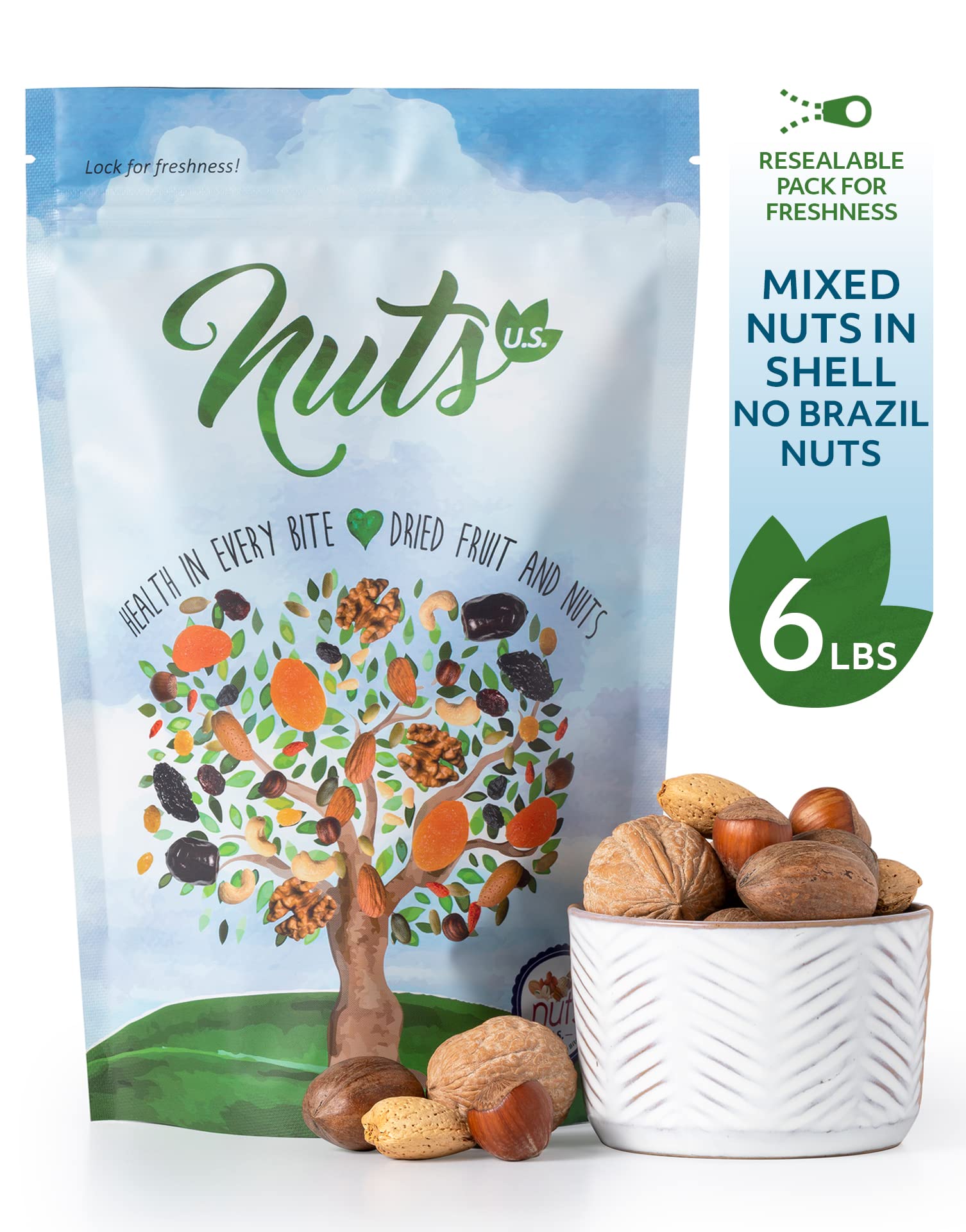 NUTS U.S. detalle de la cáscara y textura, protección natural que conserva sabor