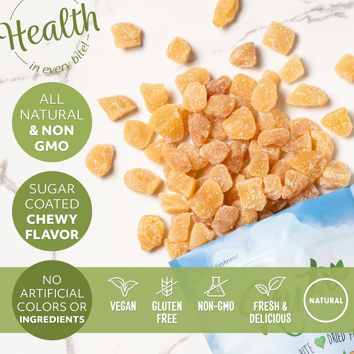 NUTS U.S. jengibre incorporado en galletas caseras, mejora sabores y texturas