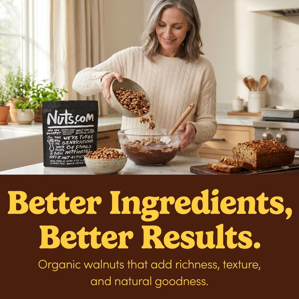 Nuts.com etiqueta orgánica certificada indicando consumo responsable