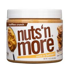 Nuts 'N More frasco frontal mostrando etiqueta y tamaño práctico