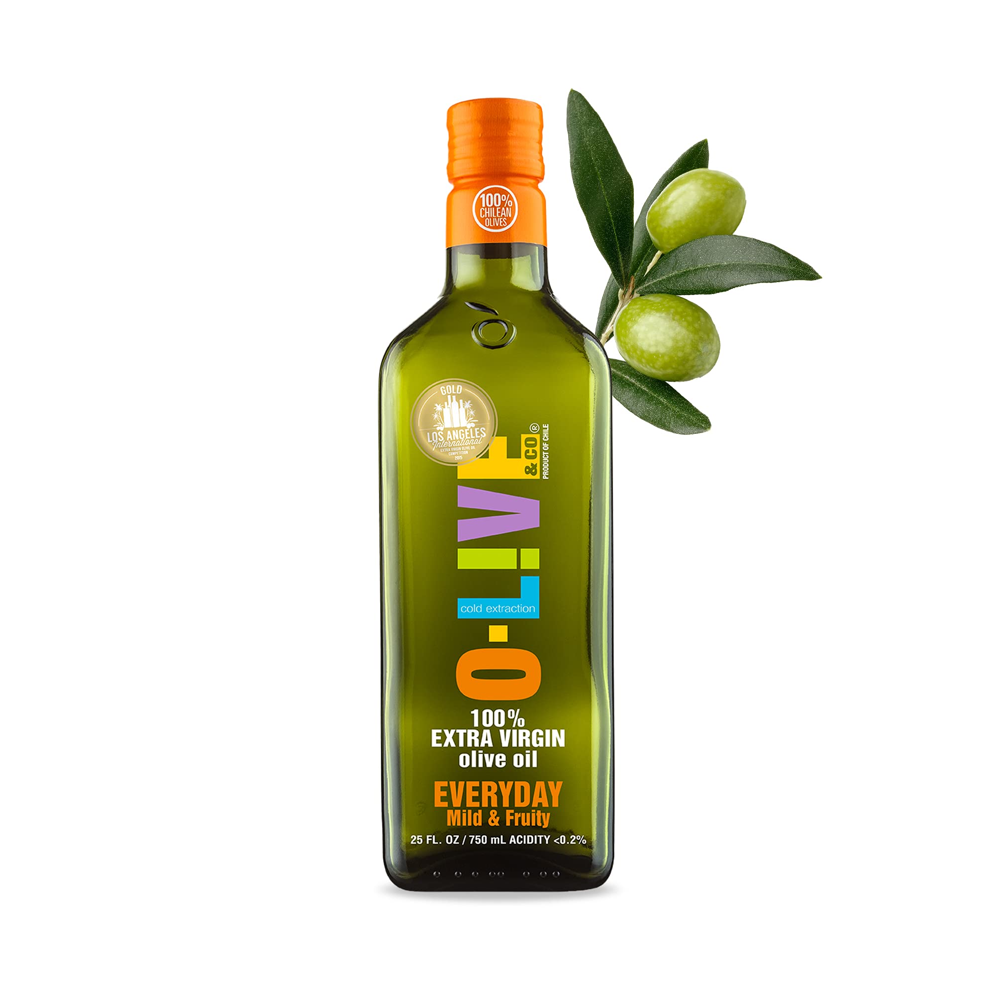 O-Live & Co. botella frontal mostrando diseño y pureza del producto