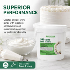 Oasis Supply glaseado blanco aplicado en torta mostrando acabado brillante