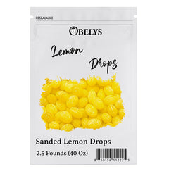 OBELYS detalle textura arenada de los Lemon Drops con brillo y sabor