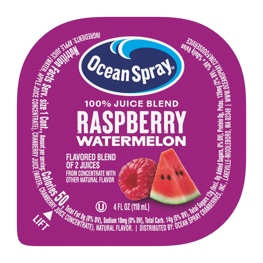 Comparación de tamaño Ocean Spray cup en mano para porción controlada