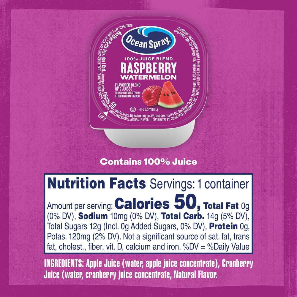 Close-up de la etiqueta Ocean Spray destacando ingredientes reales
