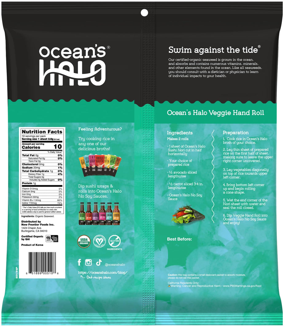 Ocean's Halo nori enrollado en sushi casero, facilita preparación profesional