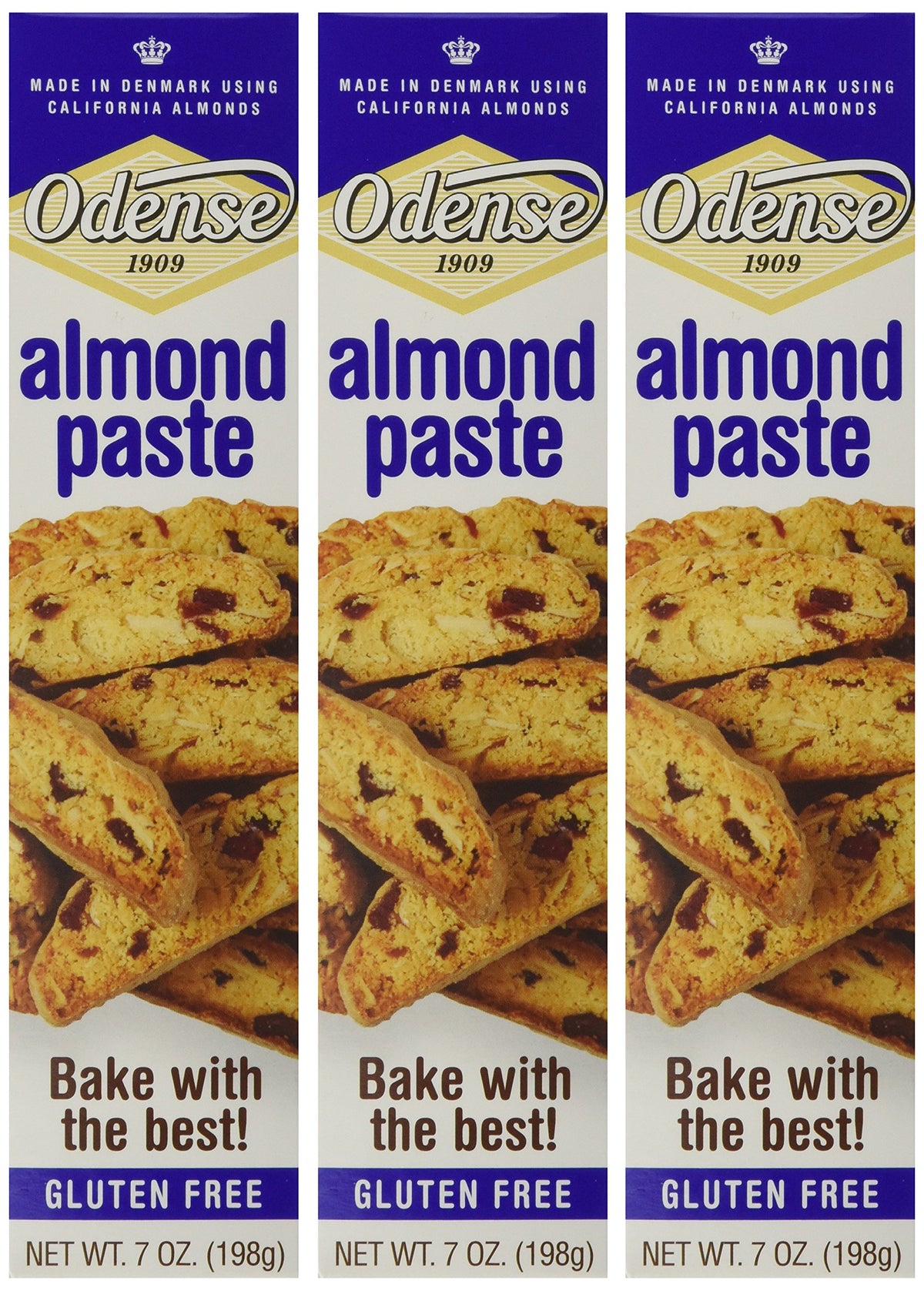 Odense pasta de almendra frontal paquete mostrando unidades y conveniencia