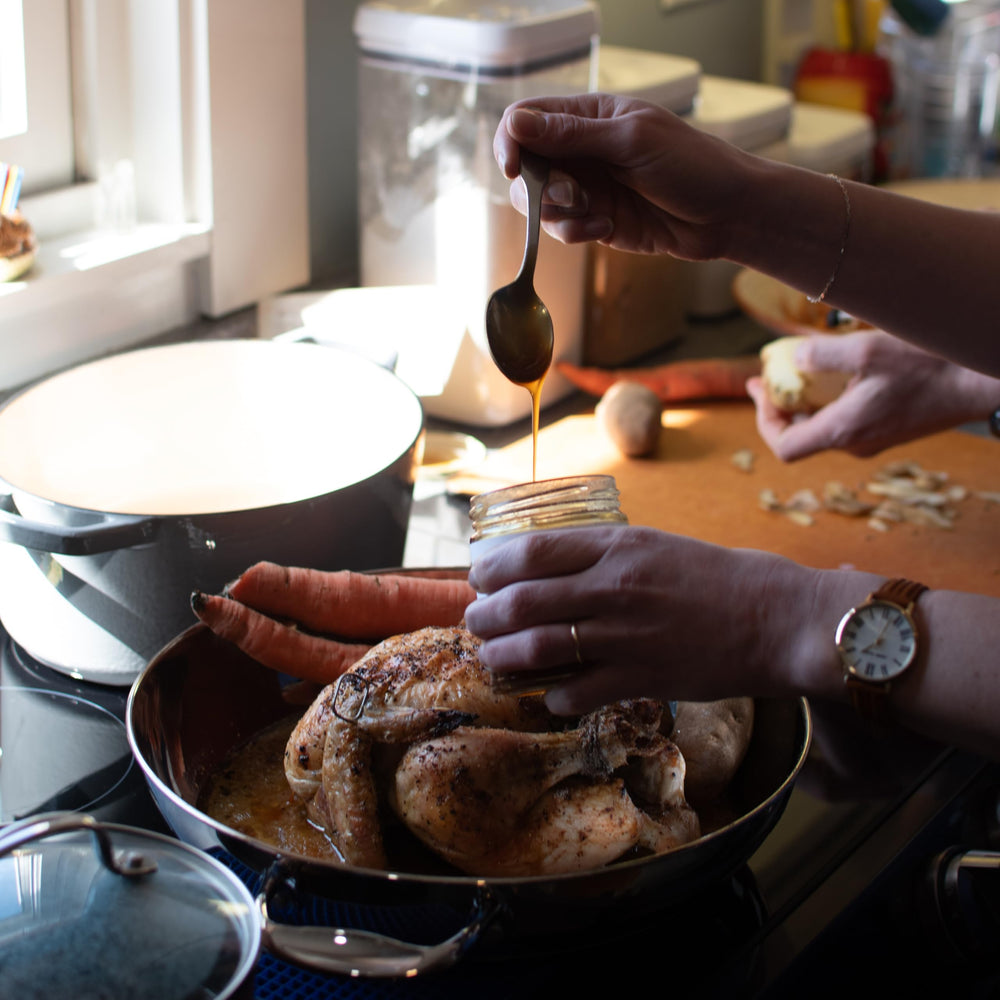 Offcuts Kitchen etiqueta del frasco con ingredientes y procedencia clara