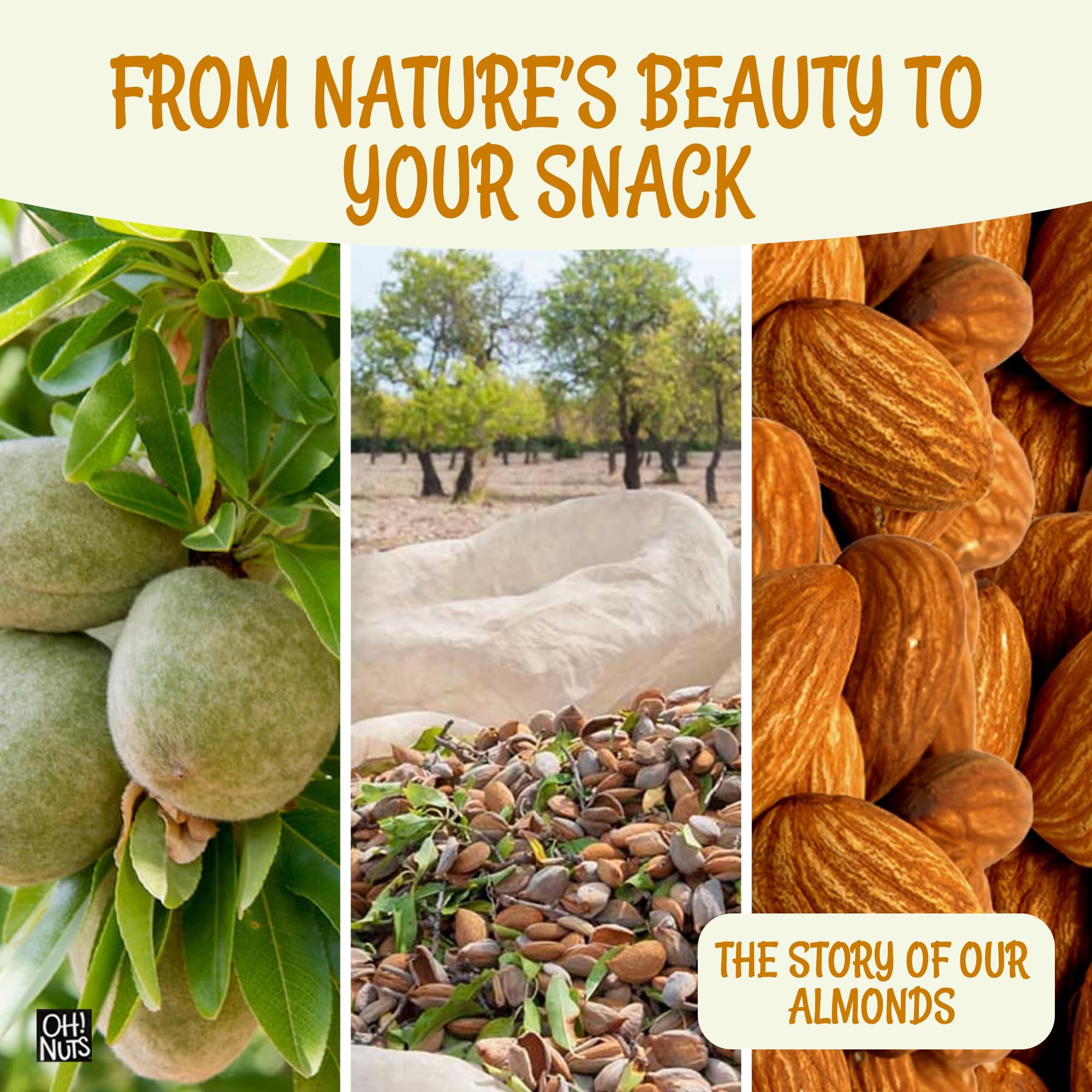 Bolsa resellable Oh! Nuts abierta mostrando cierre para conservar crocancia