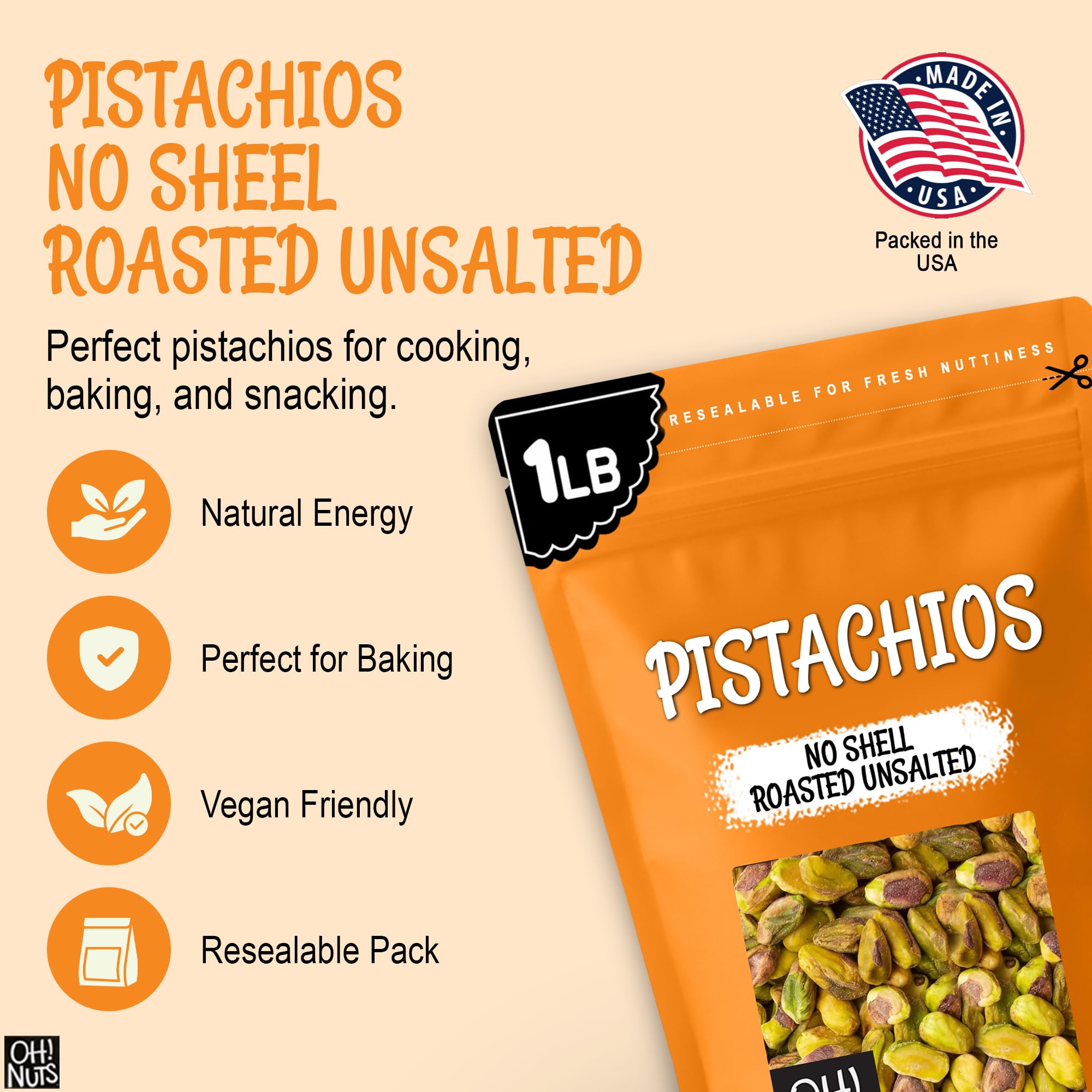 Oh! Nuts pistachos etiqueta kosher visible calidad certificada