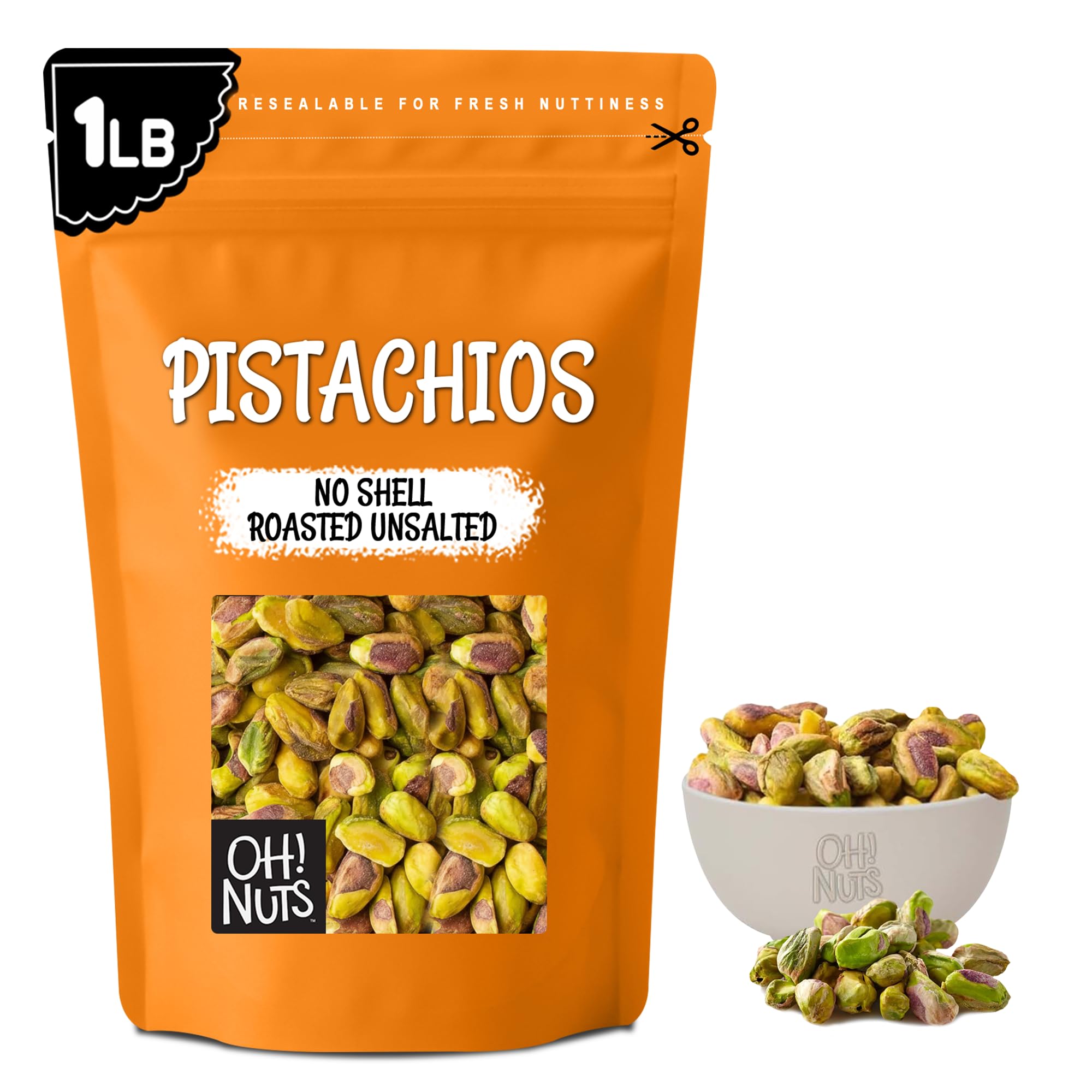 Oh! Nuts pistachos sin cáscara empaque frontal conserva frescura