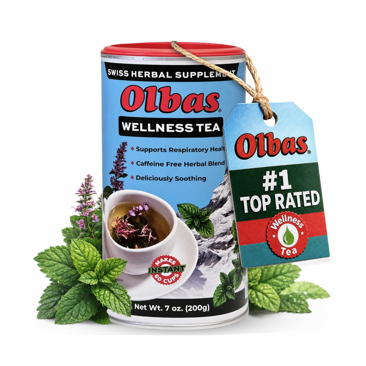Olbas envase frontal de Herbal Tea mostrando presentación práctica y clara