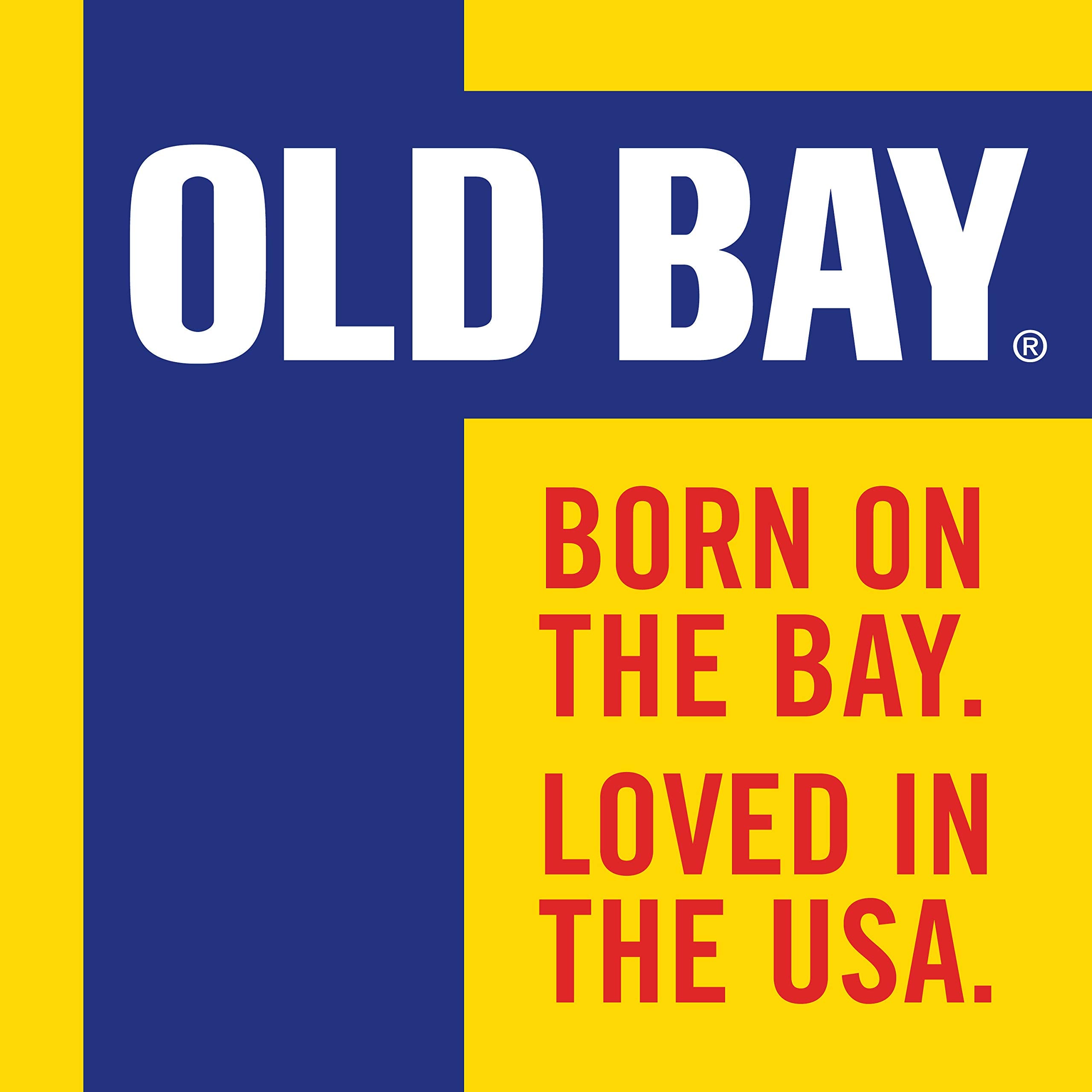 OLD BAY etiqueta lateral con lista de especias y aspecto informativo