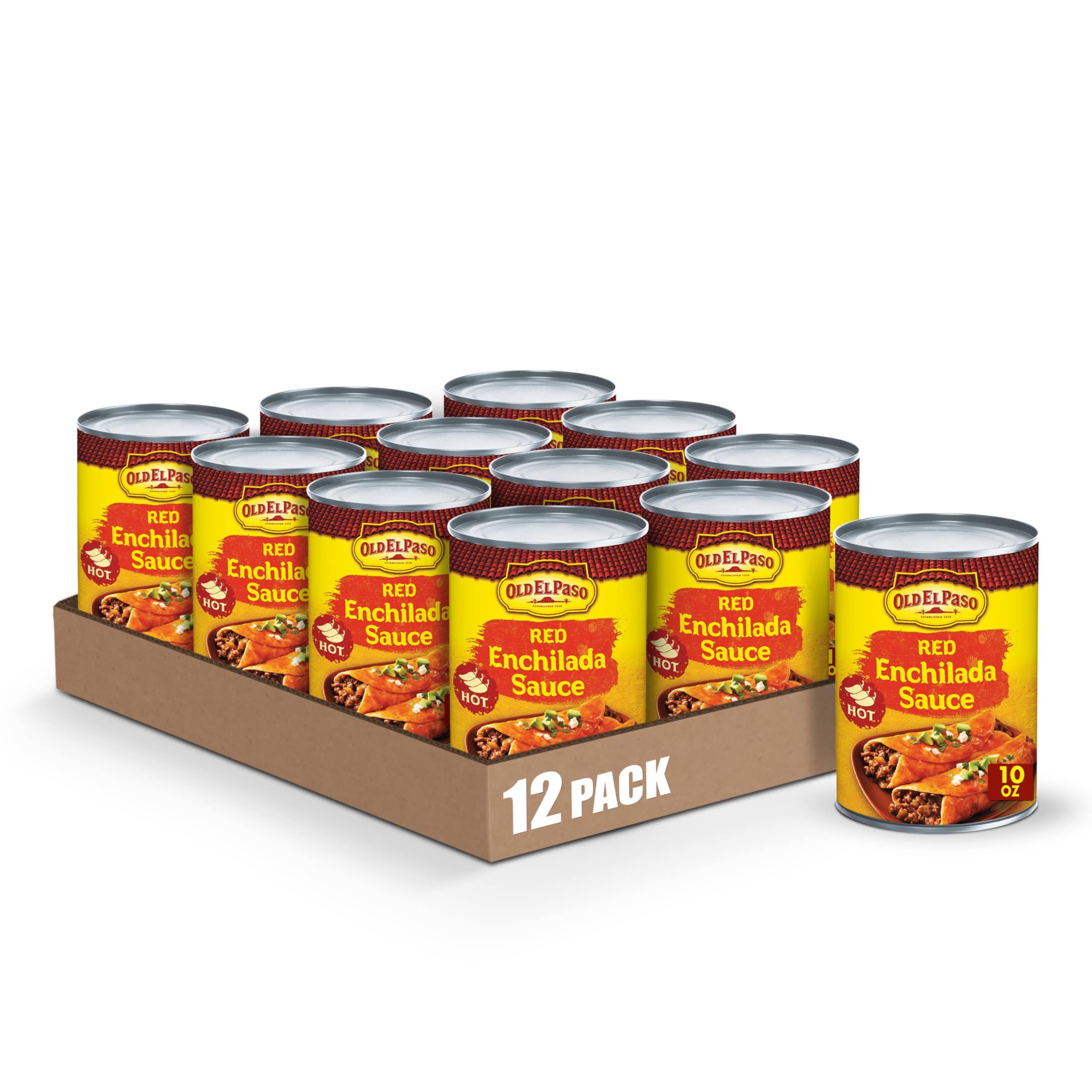 Old El Paso lata frontal mostrando la salsa enchilada para preparar comidas rápidas