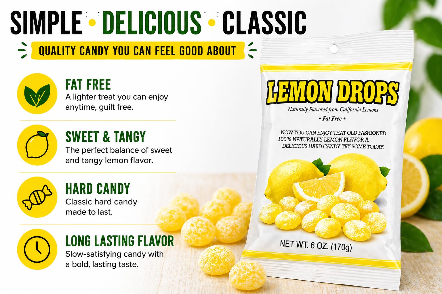 Old Fashioned Sanded Lemon Drops caramelos en un bol decorativo, perfecto para eventos