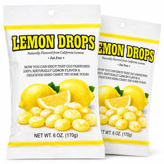 Old Fashioned Sanded Lemon Drops frontal del paquete mostrando cantidad y diseño, conveniencia