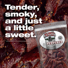 Old Trapper jerky en un bol listo para comer, conveniencia para snacks