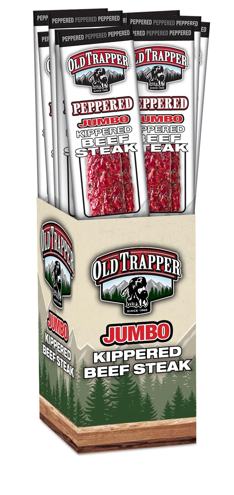 Old Trapper paquete en mochila listo para viaje, snack alto en proteína