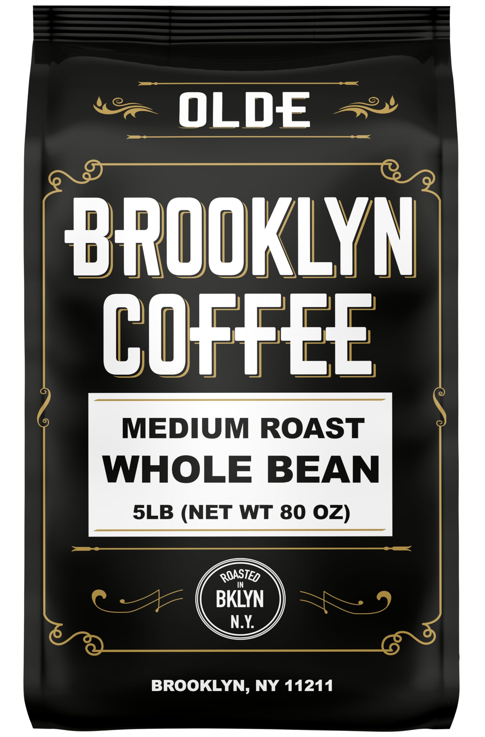 OLDE BROOKLYN COFFEE frente del paquete mostrando diseño y tamaño, conveniencia
