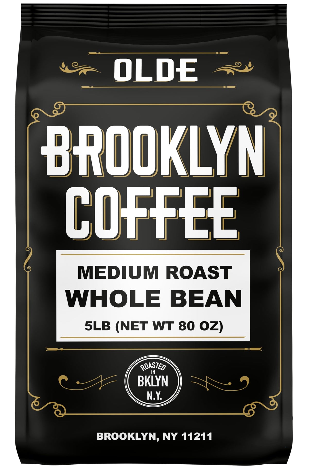 OLDE BROOKLYN COFFEE frente del paquete mostrando diseño y tamaño, conveniencia